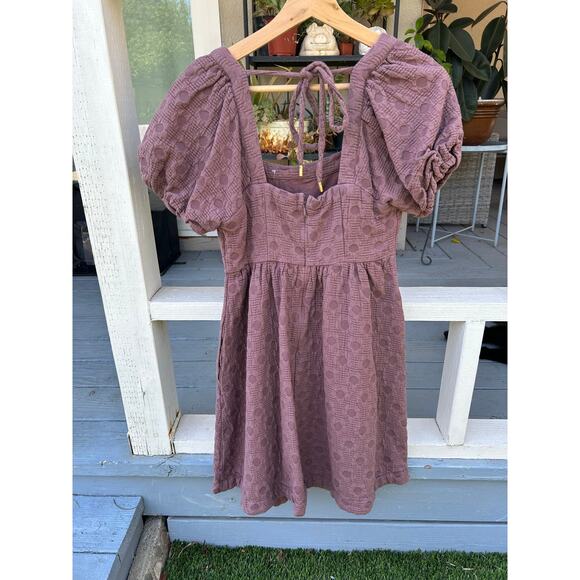 Madewell Floral quilted puff-sleeve mini dress size small - Picture 5 of 7